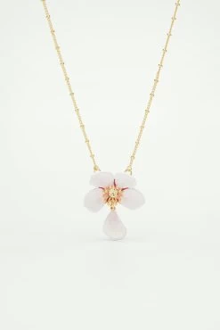 Les Néréides Collier Pendentif Fleur Blanche Du Japon