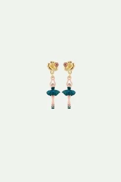 Les Néréides Boucles D'oreilles Tiges Mini Ballerine Nymphéa