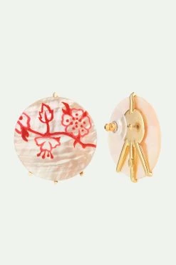 Les Néréides Boucles D'oreilles Tiges Estampe Rouge De Rosier Sur Nacre -Les Néréides fr 0216524e 7f0f 4a45 9a8d a77778ccc812