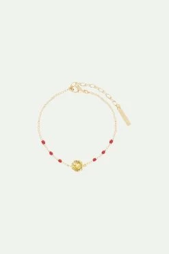 Les Néréides Bracelet Fin Pierre Ronde Jaune