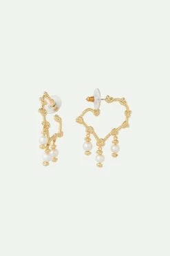 Les Néréides Boucles D'oreilles Créoles Nœuds Marins Et Perles Blanches