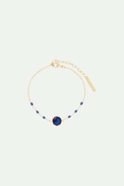 Les Néréides Bracelet Fin Pierre Ronde Bleue