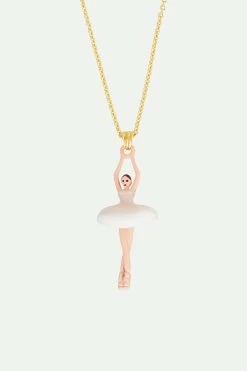 Les Néréides Collier Pendentif Ballerine Rose Pâle Et Blanc