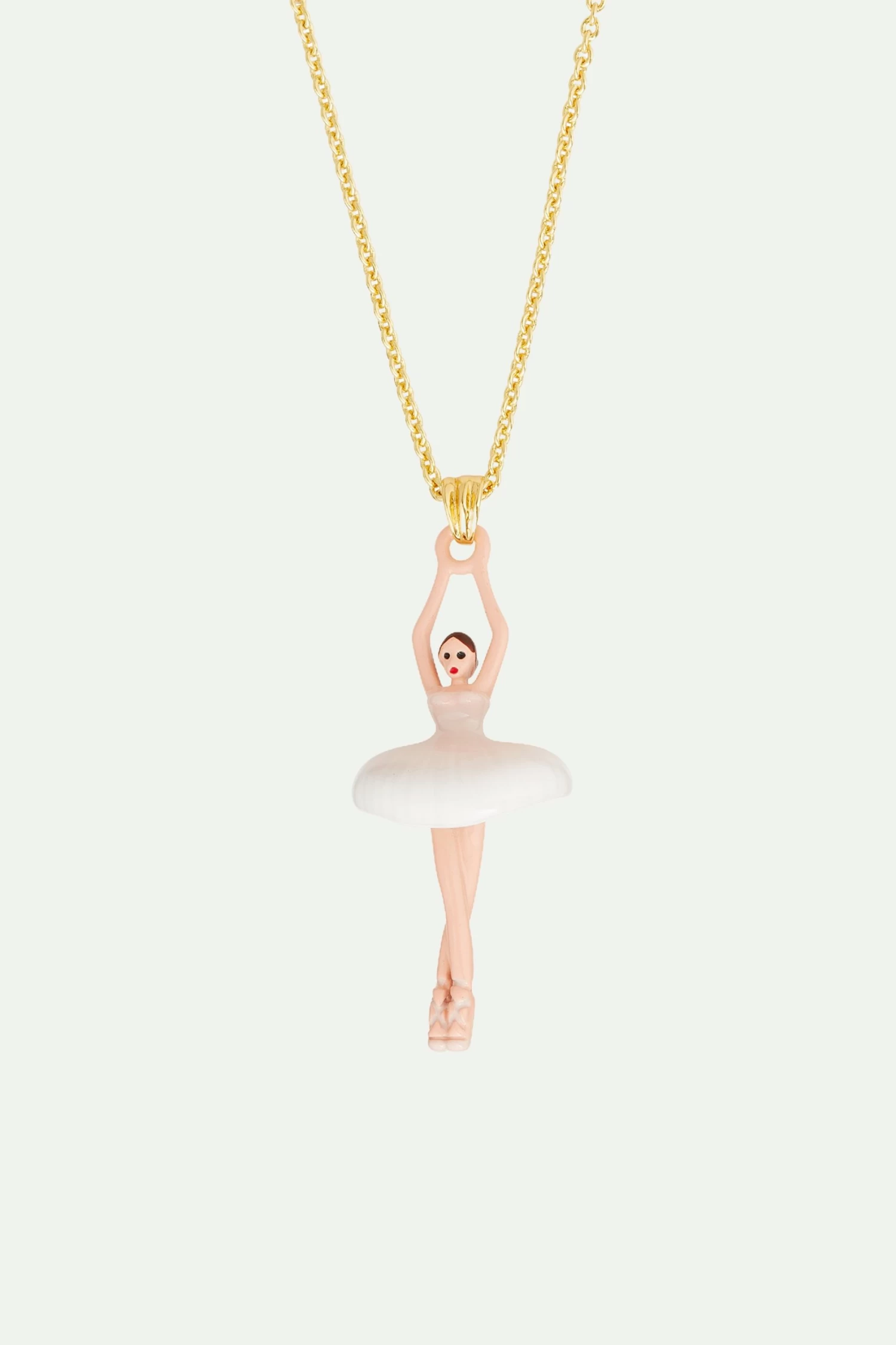 Les Néréides Collier Pendentif Ballerine Rose Pâle Et Blanc 1 Les Néréides Collier Pendentif Ballerine Rose Pâle Et Blanc
