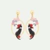 N2 By Les Néréides Boucles D'oreilles Tiges Créoles Chat Charmant Et Fleurs
