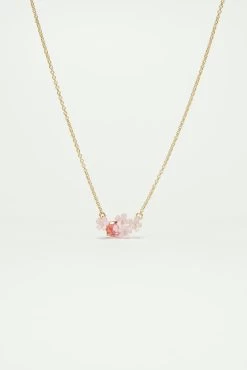 Les Néréides Collier Plastron Fleurs De Verveine Et Pierre Ronde