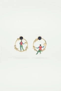 Les Néréides Boucles D'oreilles Tiges Asymétriques étoiles Dorées Et Personnage