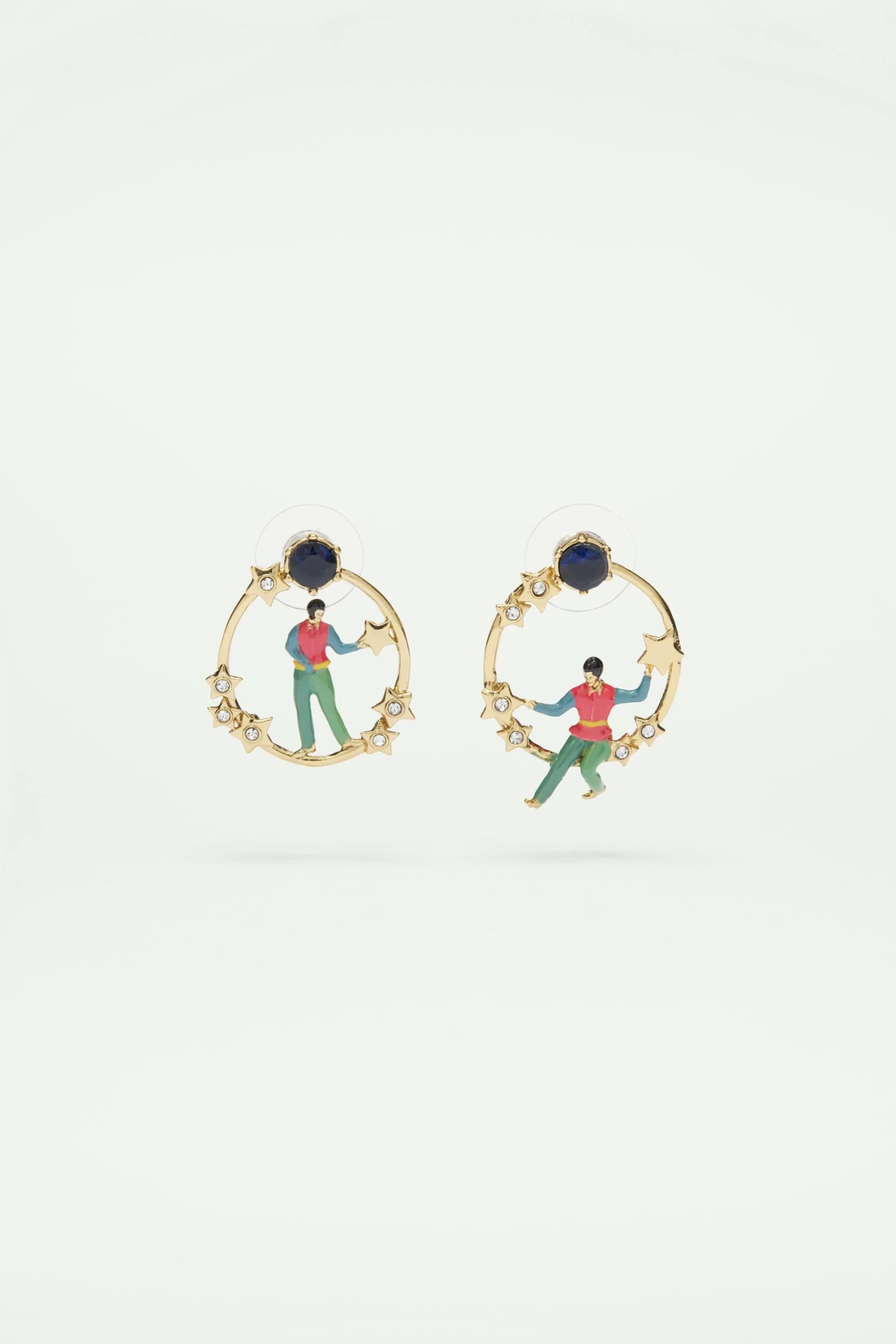 Les Néréides Boucles D'oreilles Tiges Asymétriques étoiles Dorées Et Personnage 1 Les Néréides Boucles D'oreilles Tiges Asymétriques étoiles Dorées Et Personnage