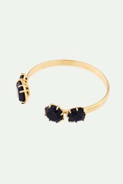 Les Néréides Bracelet Jonc 4 Pierres La Diamantine Bleu Nuit Pailleté