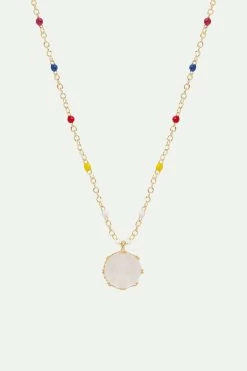 Les Néréides Collier Pendentif Pierre Rose