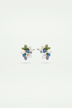 Les Néréides Boucles D’oreilles Tiges Myrtilles, Fleurs Blanches Et Luciole