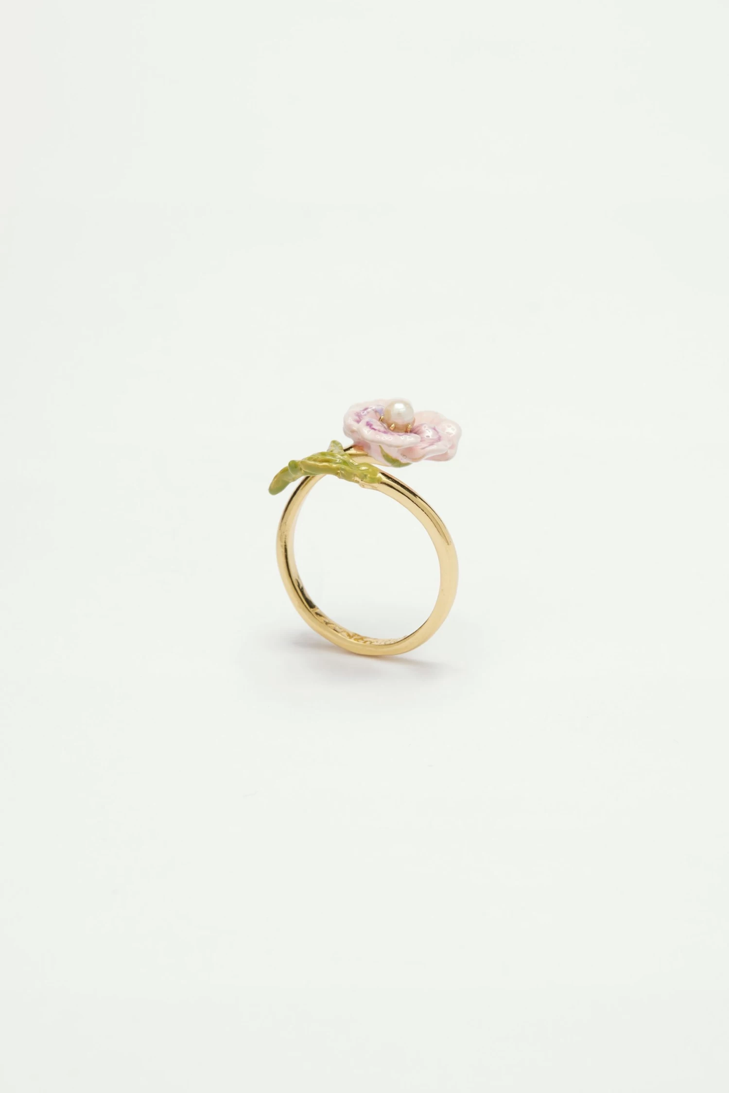 Les Néréides Bague Ajustable Pensée Rose Et Perle 1 Les Néréides Bague Ajustable Pensée Rose Et Perle