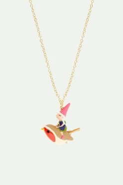 N2 By Les Néréides Collier Pendentif Naine De Jardin Et Escapade à Dos D’oiseau