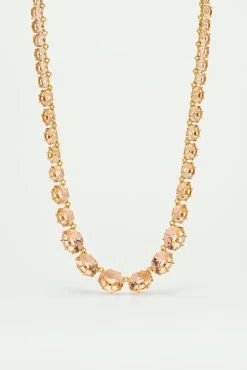 Les Néréides Collier Sautoir Pierres Rondes La Diamantine Rose Abricot