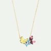 Les Néréides Collier Pendentif Fleur Bleue Et Papillon Jaune