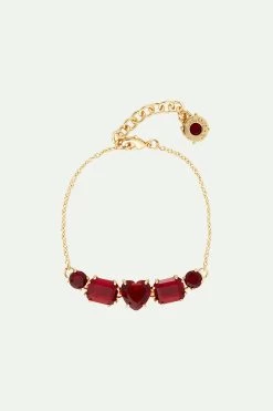 Les Néréides Bracelet Fin 5 Pierres La Diamantine Rouge Grenat