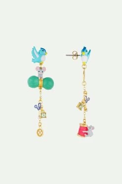 N2 By Les Néréides Boucles D'oreilles Oiseau, Souris, Laine, Ciseau, Bouton Bobine De Fil Et Cristal Taillé -Les Néréides fr 2bcc1ab2 17be 4eea acd2 9a5095466514