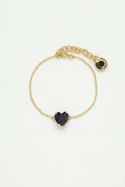 Les Néréides Bracelet Fin Pierre Cœur La Diamantine Bleu Nuit Pailleté