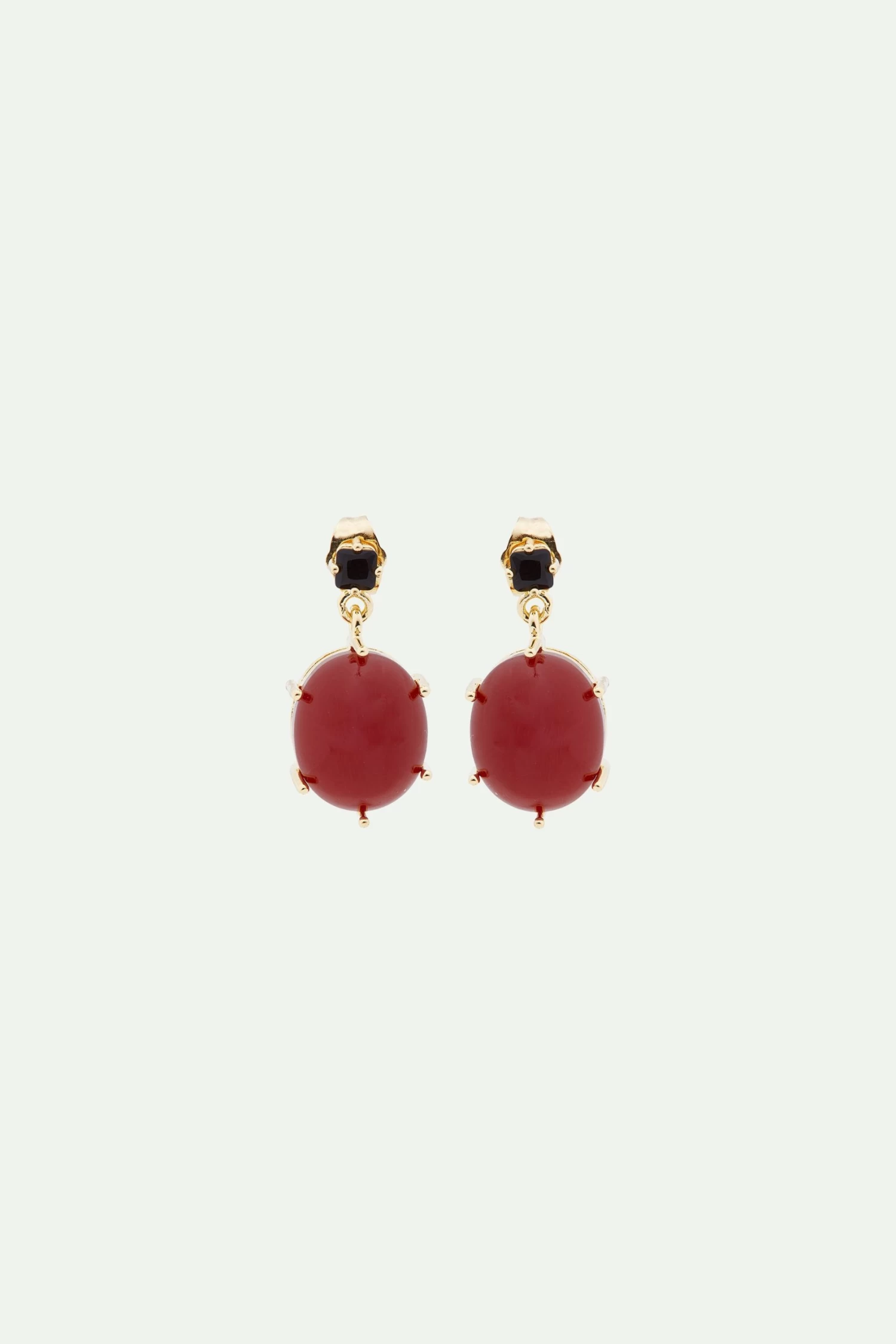 Les Néréides Boucles D'oreilles Tiges Pierre Ovale Rouge 1 Les Néréides Boucles D'oreilles Tiges Pierre Ovale Rouge