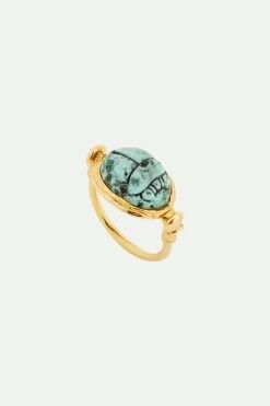 Les Néréides Bague Scarabée Turquoise