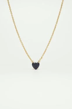 Les Néréides Collier Pendentif Pierre Cœur La Diamantine Bleu Nuit Pailleté