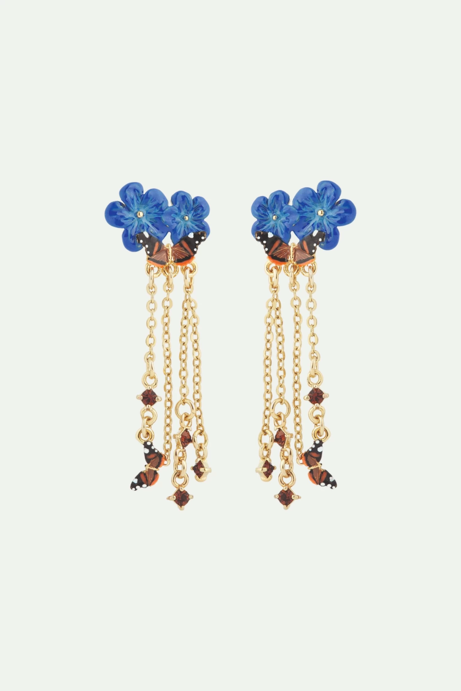Les Néréides Boucles D'oreilles Pendantes Fleurs De Lin Bleu Et Papillons 1 Les Néréides Boucles D'oreilles Pendantes Fleurs De Lin Bleu Et Papillons