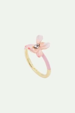 Les Néréides Bague Iris Rose Poudré Et Cristal