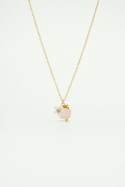 Les Néréides Collier Pendentif Fleurs D'oranger Et Verre Facetté