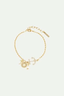 Les Néréides Bracelet Fin Ancre Marine Et Maille Torsadée