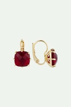 Les Néréides Boucles D'oreilles Dormeuses Pierre Carrée La Diamantine Rouge Grenat -Les Néréides fr 450bd48c 14db 4f1b b01e d0aa099540c1