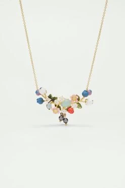 Les Néréides Collier Plastron Myrtilles, Luciole Et Pierre En Verre Taillé Ronde