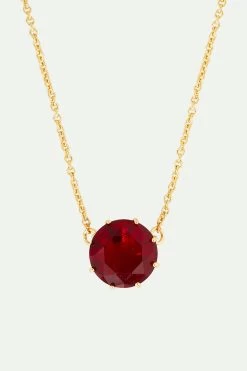 Les Néréides Collier Pendentif Rond La Diamantine Rouge Grenat