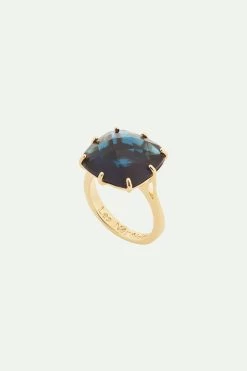 Les Néréides Bague Solitaire Carrée La Diamantine Bleu Océan
