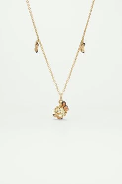 Les Néréides Collier Pendentif Papillons émailllés Et Pierre Ronde