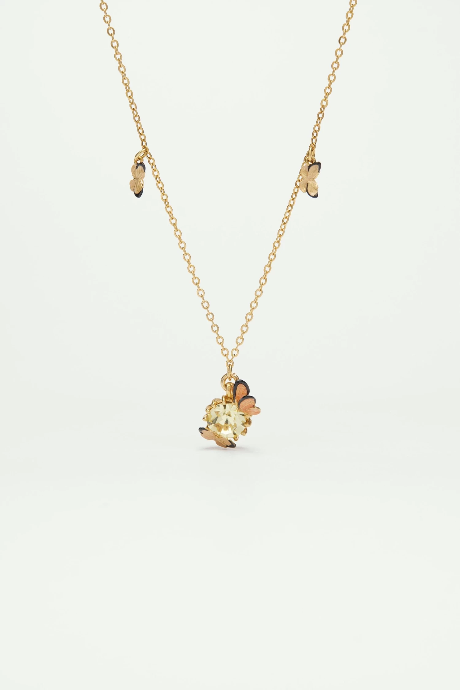 Les Néréides Collier Pendentif Papillons émailllés Et Pierre Ronde 1 Les Néréides Collier Pendentif Papillons émailllés Et Pierre Ronde