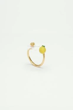 Les Néréides Bague Ajustable Citron Et Fleur De Citronnier