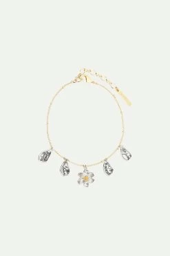Les Néréides Bracelet Fin Marguerite Et Pétales Gravés