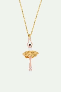 Les Néréides Collier Pendentif Ballerine Tutu De Dentelle Dorée