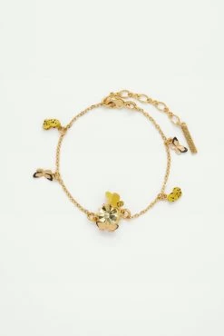 Les Néréides Bracelet Charm's Papillons Colorés Et Pierre En Verre Taillé