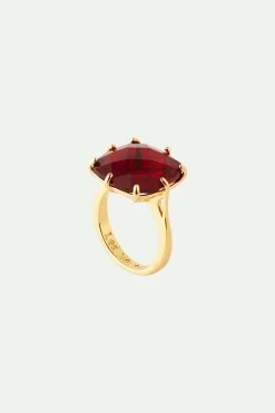 Les Néréides Bague Solitaire Carrée La Diamantine Rouge Grenat