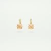 Les Néréides Boucles D'oreilles Dormeuses Pierre Carrée La Diamantine Rose Abricot
