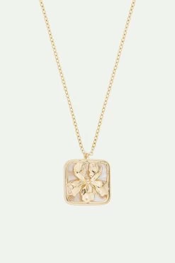 Les Néréides Collier Pendentif Iris Sur Plaque De Nacre