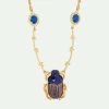 Les Néréides Collier Pendentif Scarabée Bleu Sacré D'Egypte