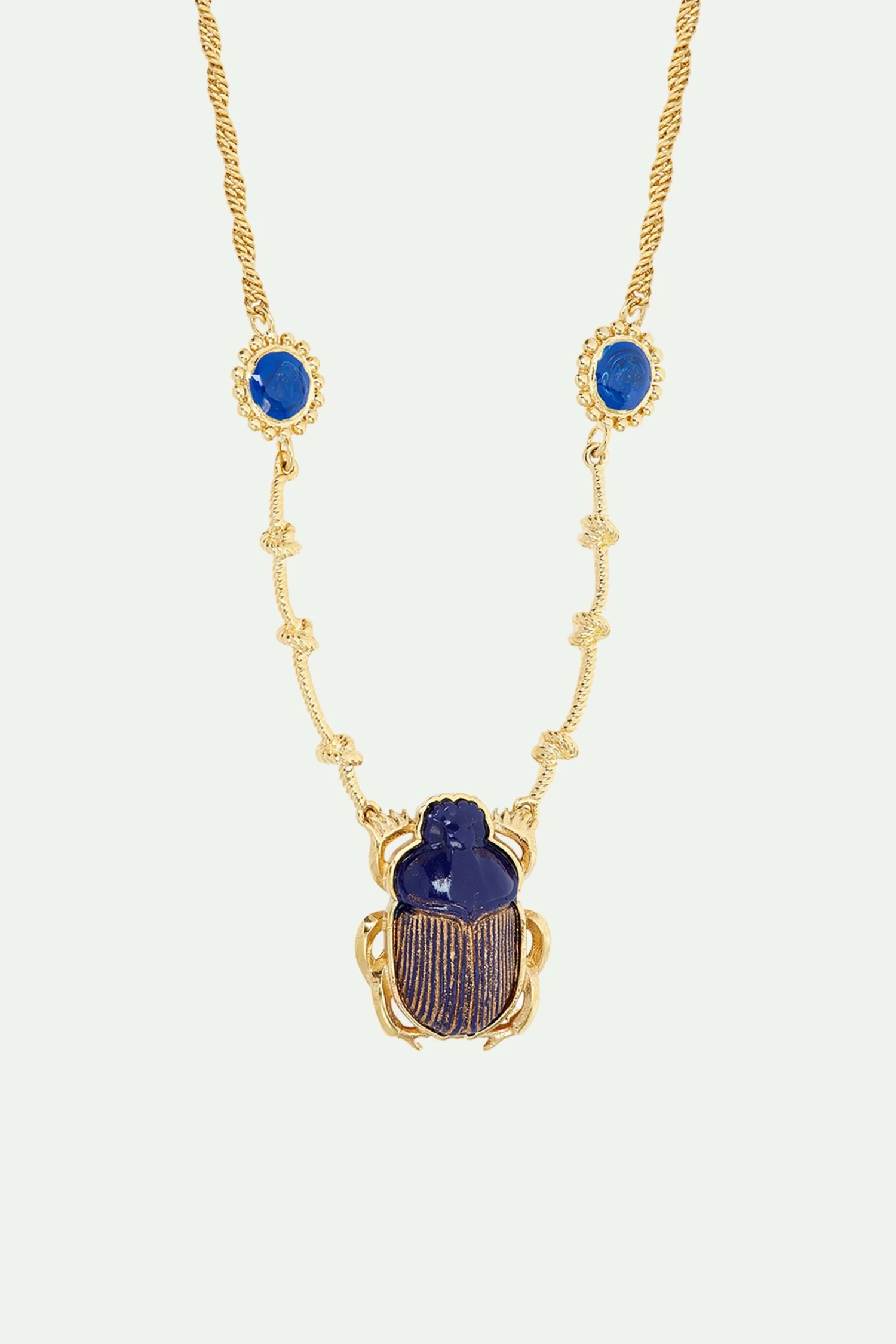 Les Néréides Collier Pendentif Scarabée Bleu Sacré D'Egypte 1 Les Néréides Collier Pendentif Scarabée Bleu Sacré D'Egypte