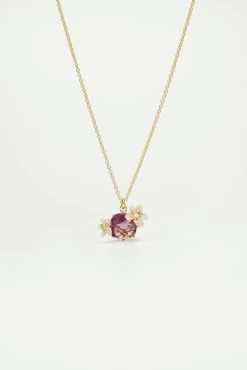 Les Néréides Collier Pendentif Fleurs De Vanille Et Verre Facetté