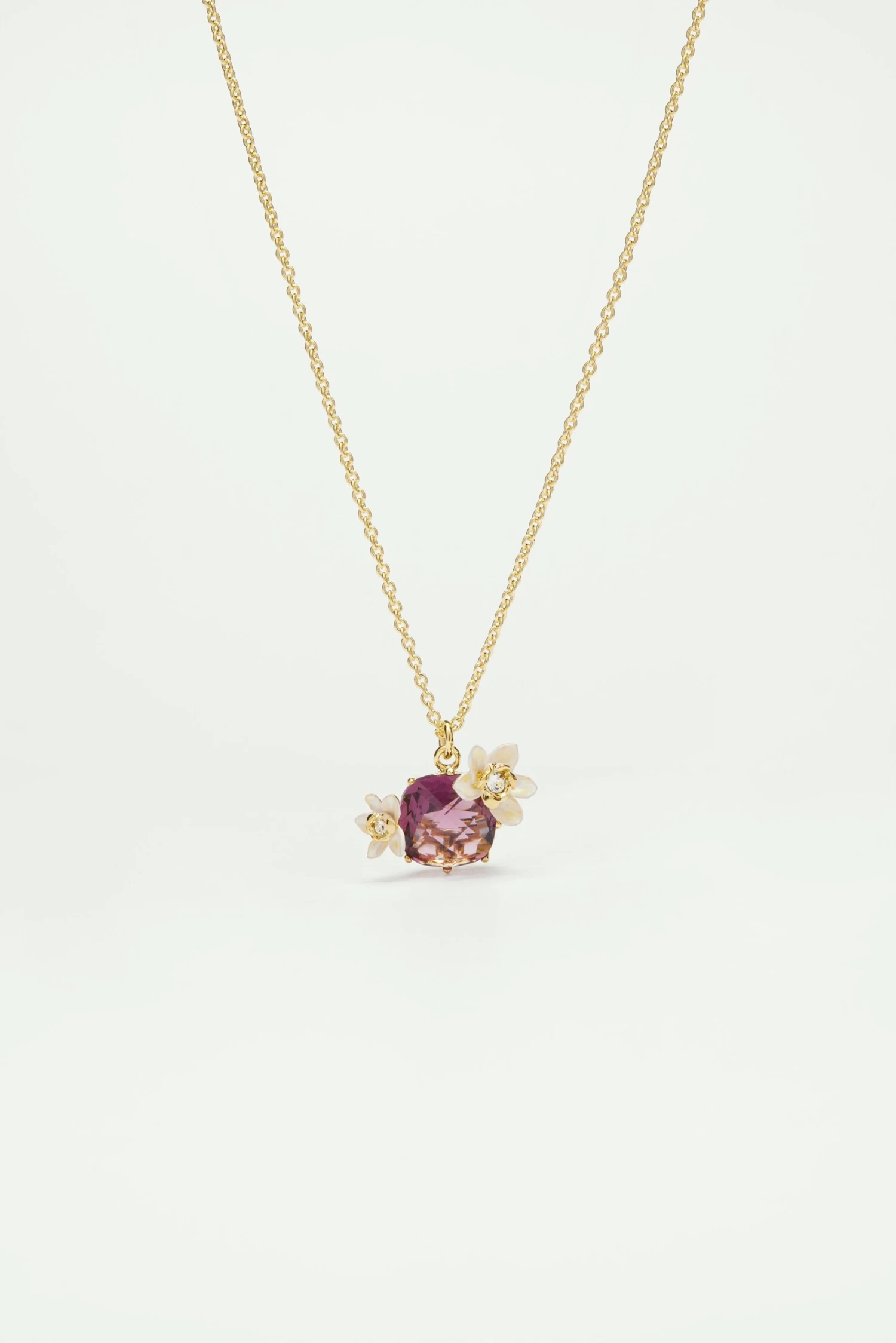 Les Néréides Collier Pendentif Fleurs De Vanille Et Verre Facetté 1 Les Néréides Collier Pendentif Fleurs De Vanille Et Verre Facetté