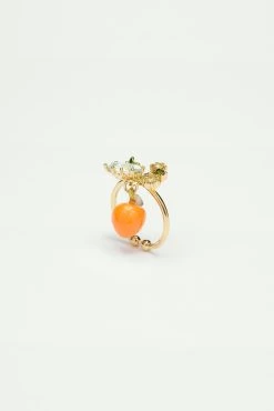 Les Néréides Bague Ajustable Orange Et Petites Pierres