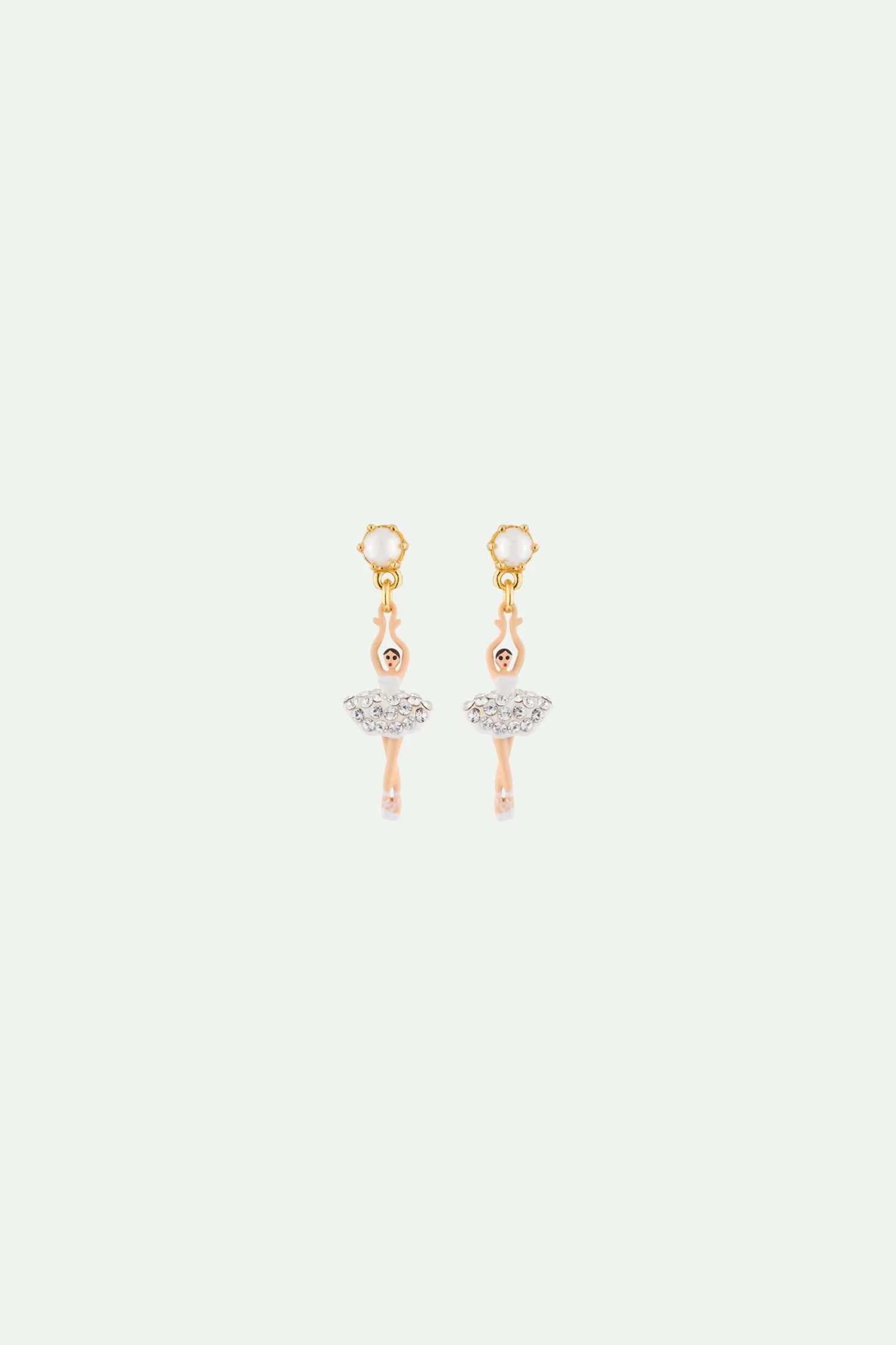 Les Néréides Boucles D'oreilles Mini Ballerine Blanche Strass Et Perles 1 Les Néréides Boucles D'oreilles Mini Ballerine Blanche Strass Et Perles
