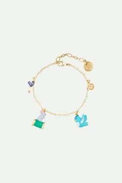 N2 By Les Néréides Bracelet Fin Bouton, Oiseau, Bobine De Fil Et Souris, Ciseau