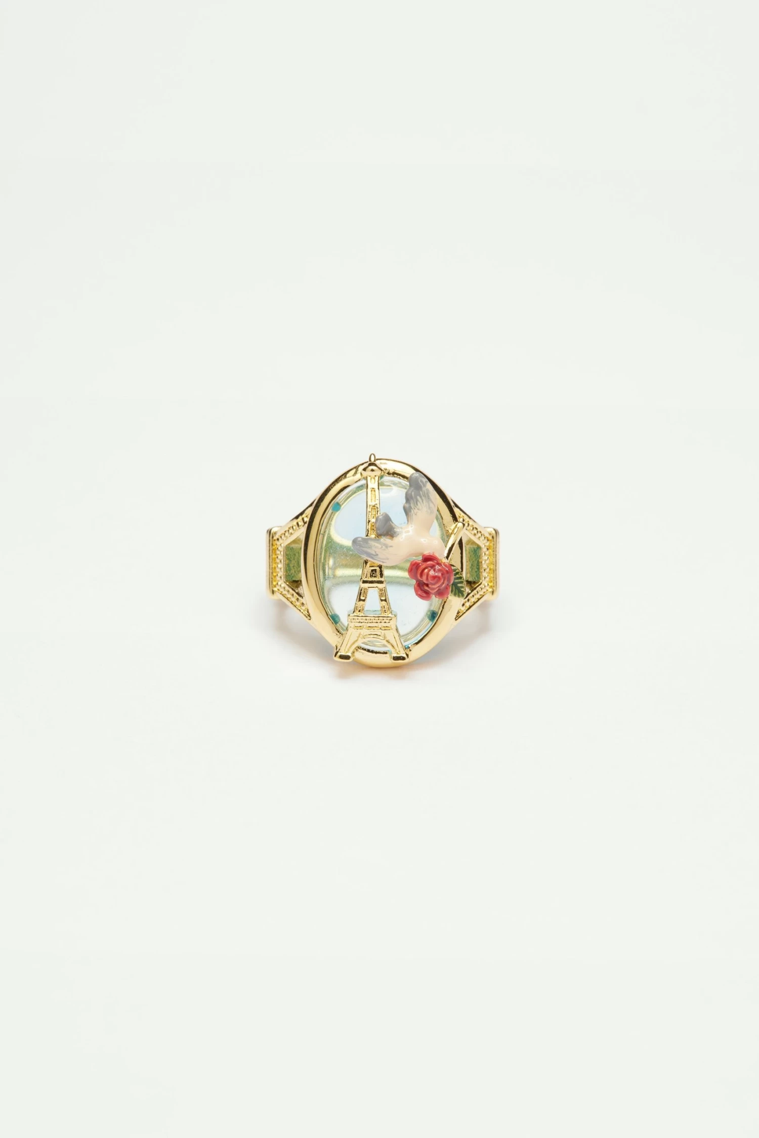 Les Néréides Bague Cocktail Tour Eiffel, Moineau Et Rose 2 Les Néréides Bague Cocktail Tour Eiffel, Moineau Et Rose – Image 2